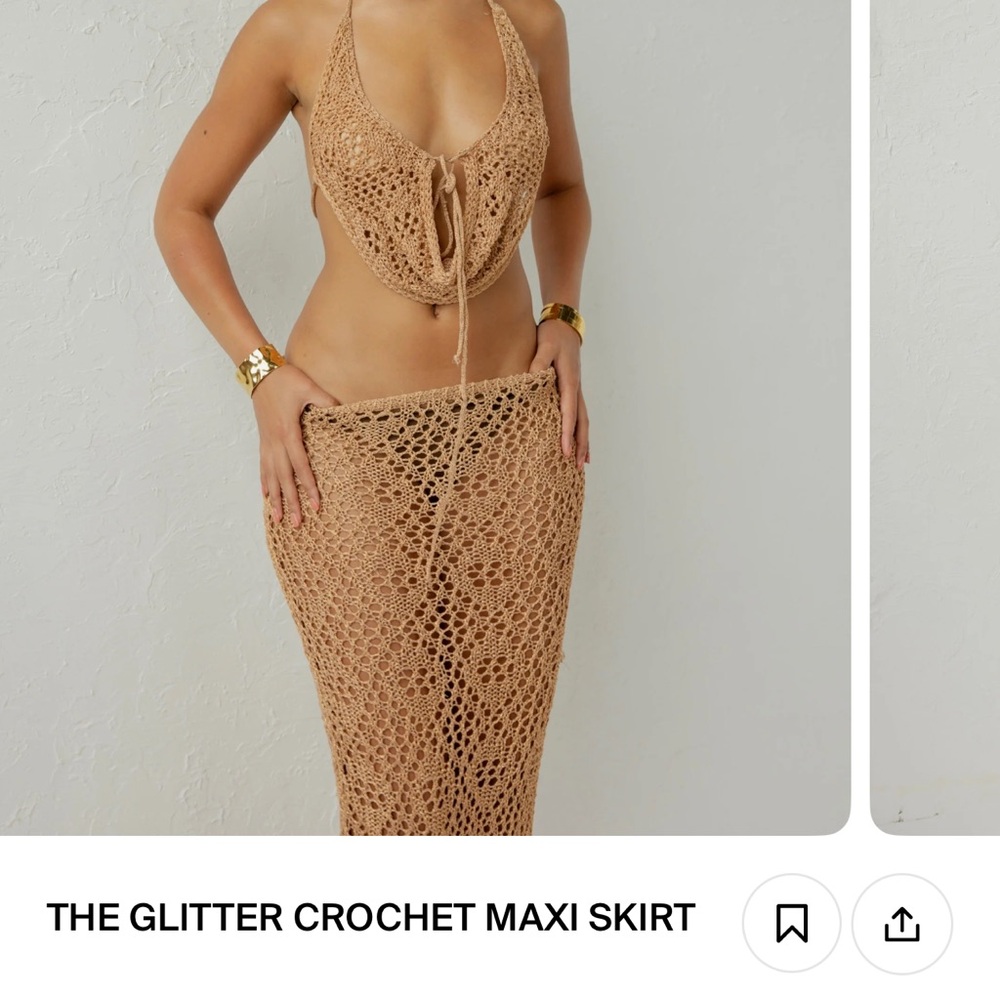 Lemon Knit Lace Skirt in Gold